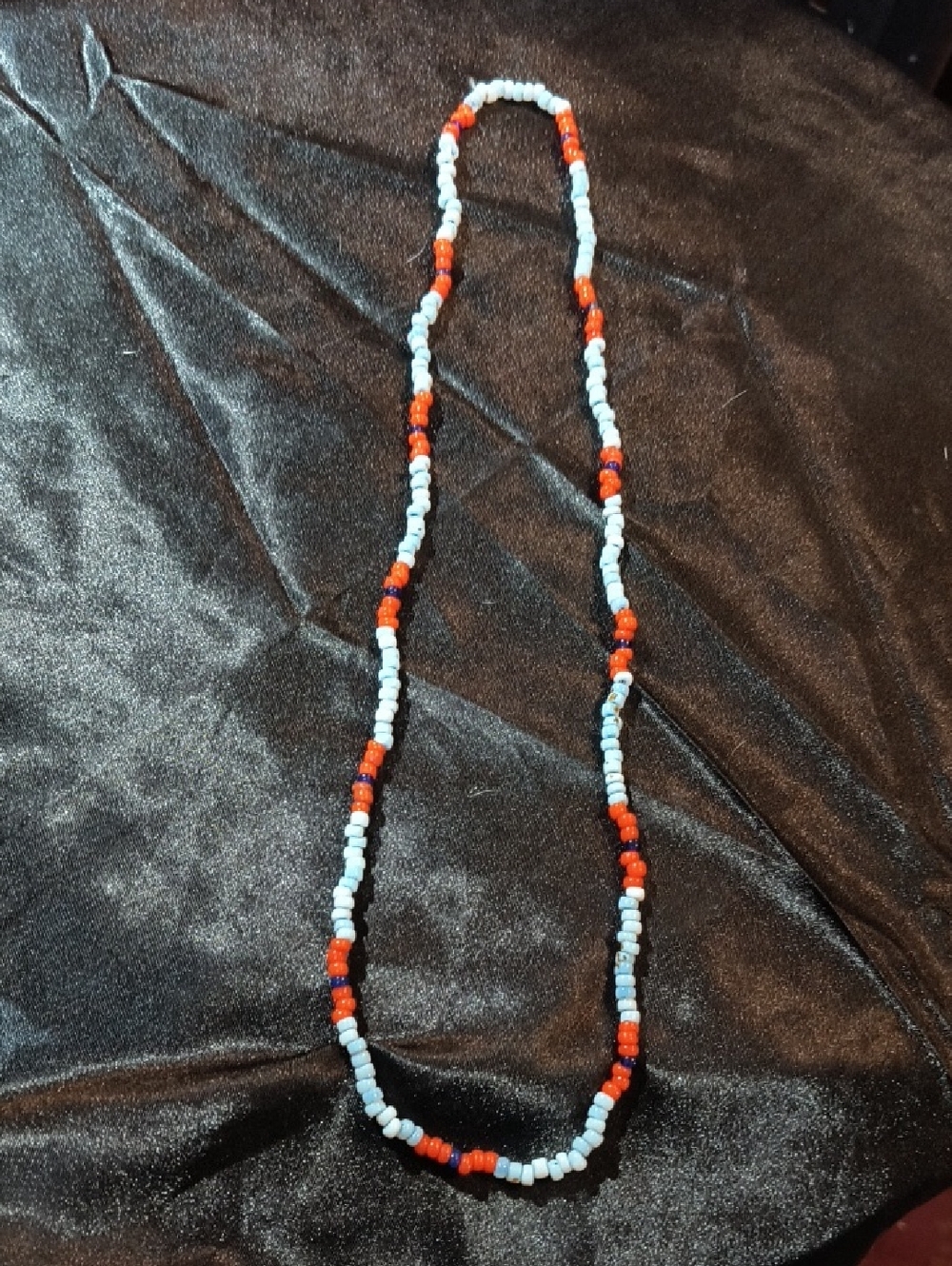Handmade Genuine Turquoise & Coral Beaded Necklace 24"